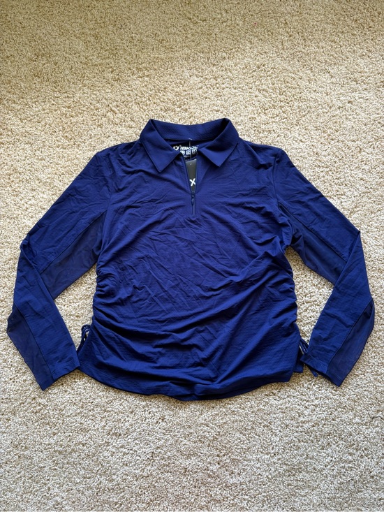 IBKUL Tops - IBKUL IceFil Zip Polo Adjustable Drawstring Hem XL Navy UPF 50+ Golf Tennis NWT